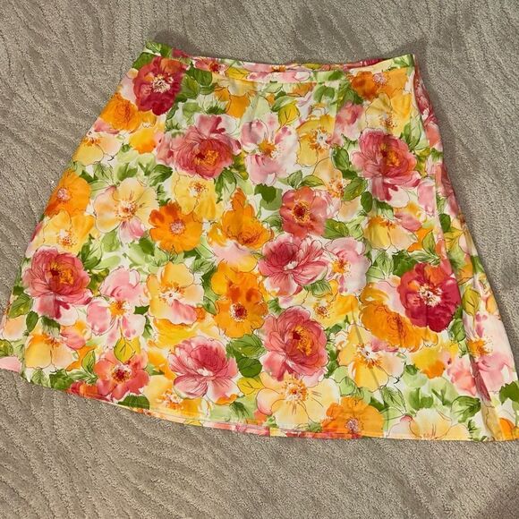 Talbots Floral Midi Colorful Skirt NWOT - Picture 1 of 3